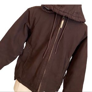 Women’s Brown Berne Fleece-Lined Hooded Jacket, Size Medium